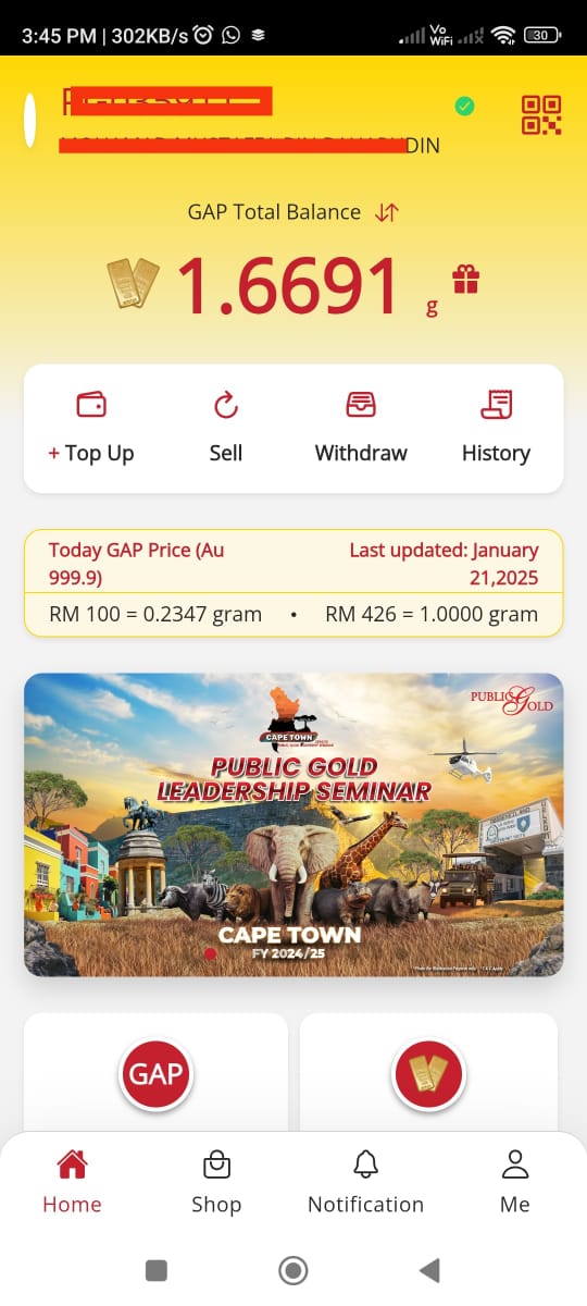 Akaun GAP Public Gold