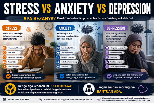 Apa beza Stress, Anxiety dan Depression?