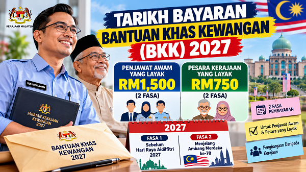 Tarikh Bayaran BKK Penjawat Awam 2027: RM1,500, RM750 Pesara